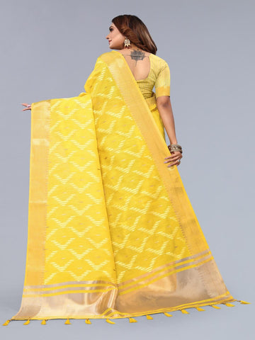 Ethnic Motifs Zari Woven Design Banarasi Saree